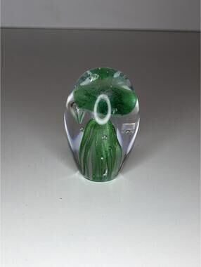 Art Glass Hand Blown Glass Green Jellyfish Paperweight
